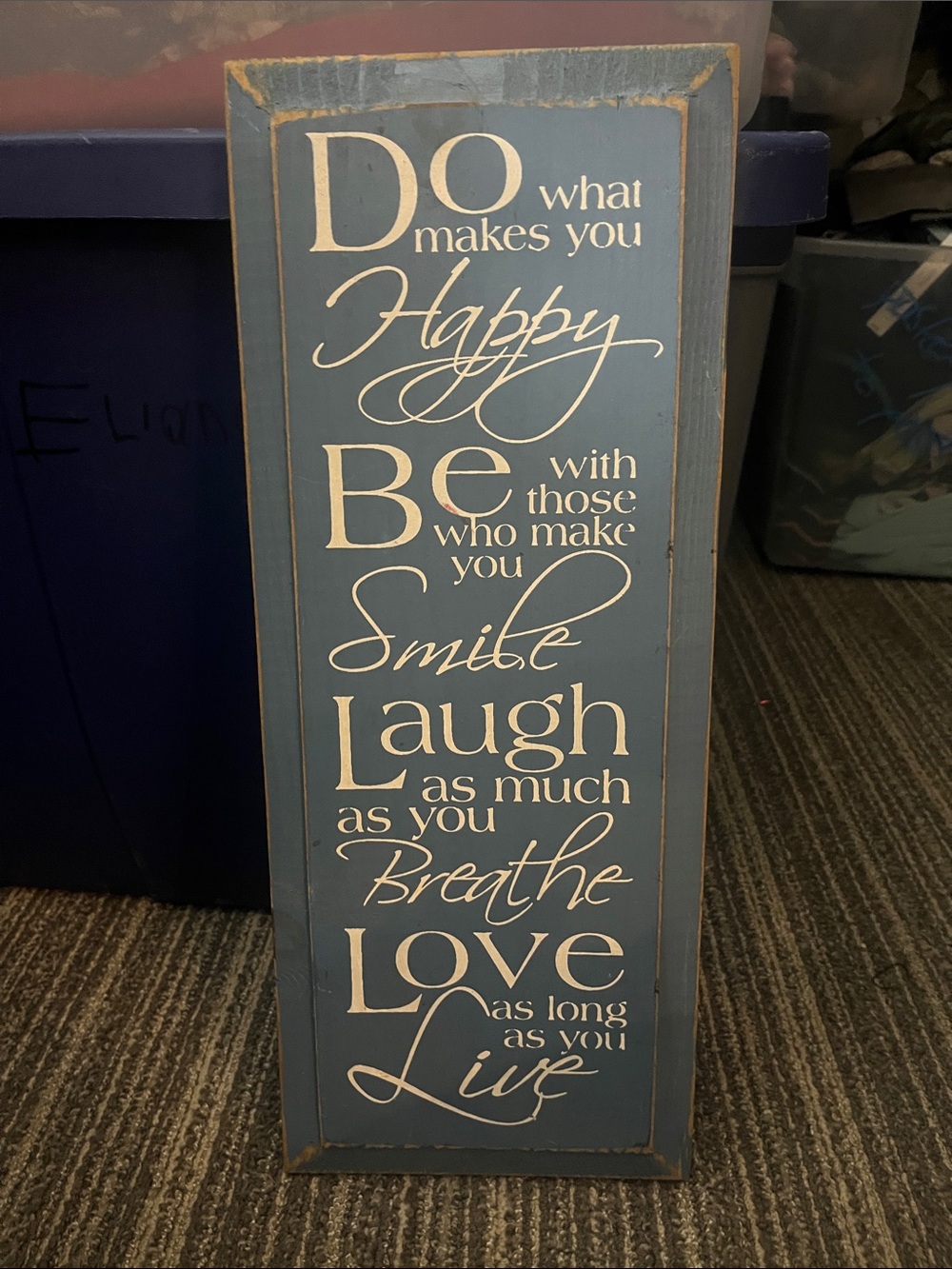 Blue Inspirational Wooden Wall Plaque - Do What Makes You Happy